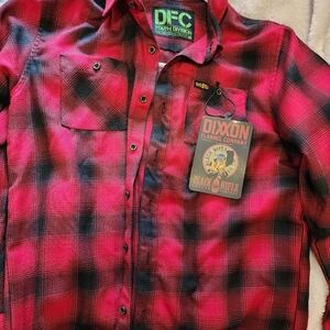 DIXXON Flannel shirt Black Rifle Coffee Youth sz XL red plaid button up